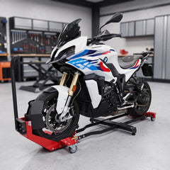 🔥 Heavy-Duty 360° Movable Motorcycle Wheel Chock Stand – Easy Parking, Transport & Storage Solution