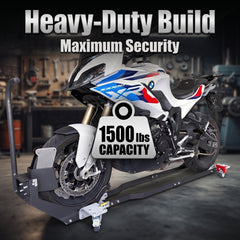 🔥 Heavy-Duty 360° Movable Motorcycle Wheel Chock Stand – Easy Parking, Transport & Storage Solution